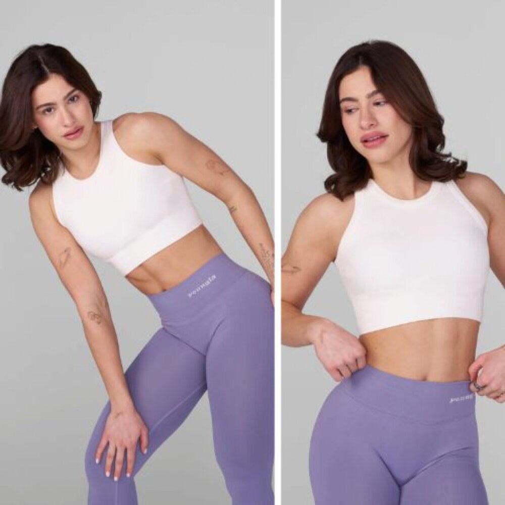 YoungLA White Lift Seamless High Neck Bra Size XL 51615